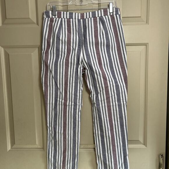 FREE PEOPLE Striped Cropped Pants Mod Linen Blend Boho 4 - Picture 7 of 10